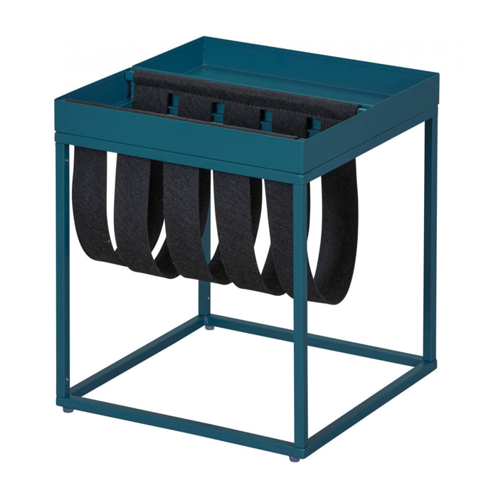 Tavolino in metallo verniciato blu, 35 x 40 x 35, Blu