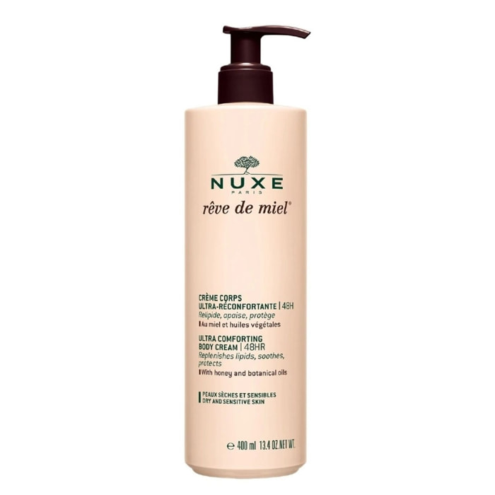 Rêve de miel®  - Crème Corps Hydratante 48H - Ultra réconfortante - Peaux sèches et sensibles - 400ml
