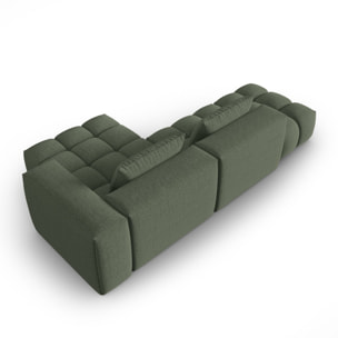 Canapé d'angle droit modulable "Lorella" 4 places en tissu structurel vert olive foncé