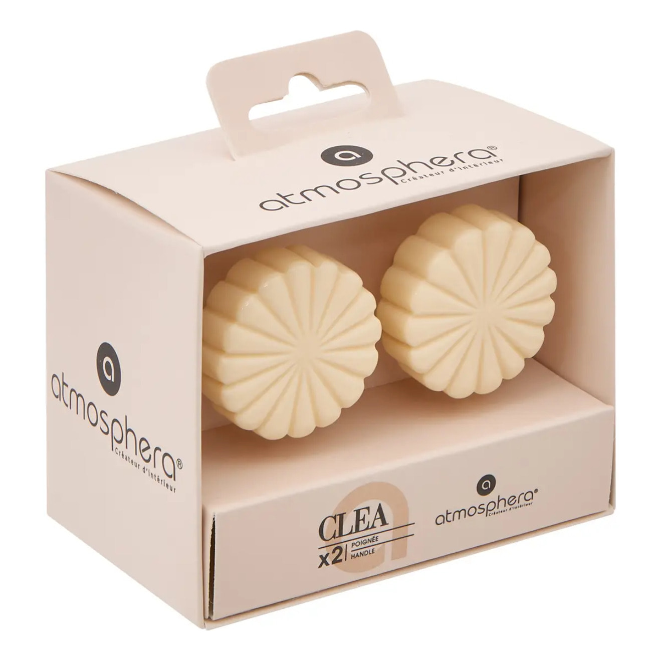 Lot de 2 boutons de meuble Clea creme