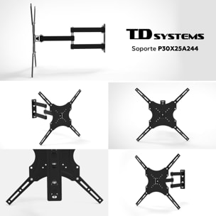 Soporte de TV pared articulado doble e inclinable de perfil bajo para pantallas de 14 a 40 pulgadas. VESA máximo de 400 x 400 mm - TD Systems P30X25A244