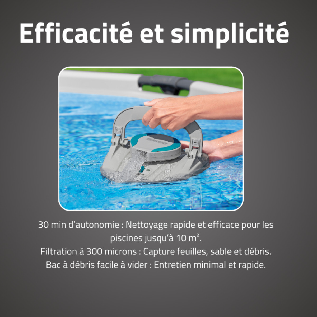Bestway Robot piscine sans fil Quartz nettoyage fond plat 10 m² max