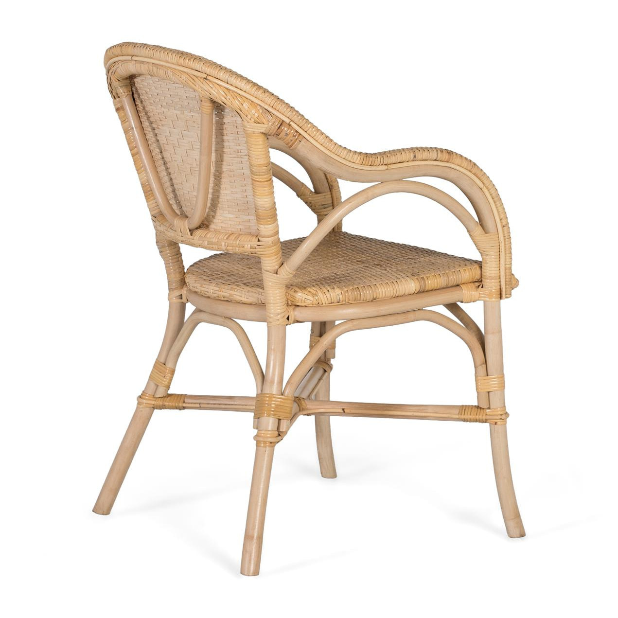 Sillón de Bambú, Rattan 55 Cm Estilo Mediterráneo