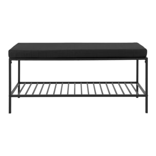 Panchina Vita nera con cuscino e ripiano, gambe nere, 100 cm