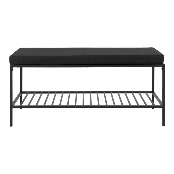 Panchina Vita nera con cuscino e ripiano, gambe nere, 100 cm