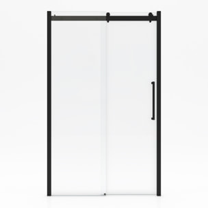 Porte de douche coulissante type industriel coulissante NOIR MAT - 120x200cm - verre trempe 8mm