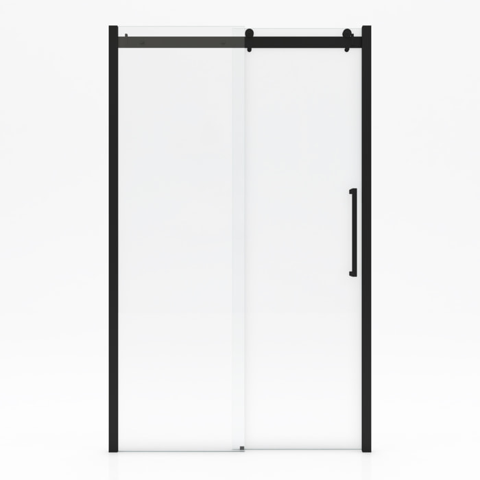 Porte de douche coulissante type industriel coulissante NOIR MAT - 120x200cm - verre trempe 8mm