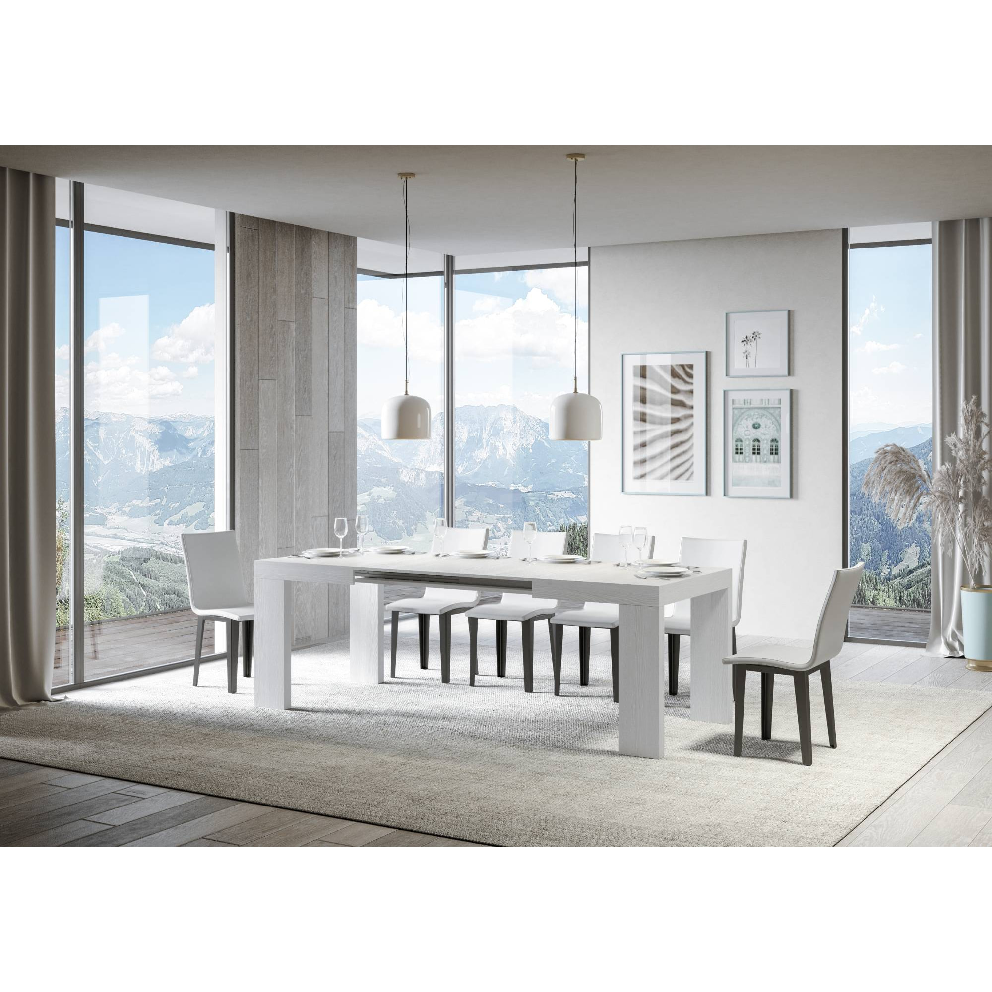 Table extensible 90x140/244 cm Roxell Frêne Blanc