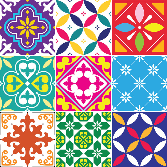 Stickers muraux - Sticker Mural Carrelage adhésif Cuisine Salle de Bain - 9 STICKERS CARRELAGES AZULEJOS LIDWINA
