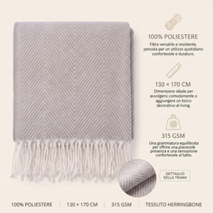 Plaid a spina di pesce in poliestere - Grigio