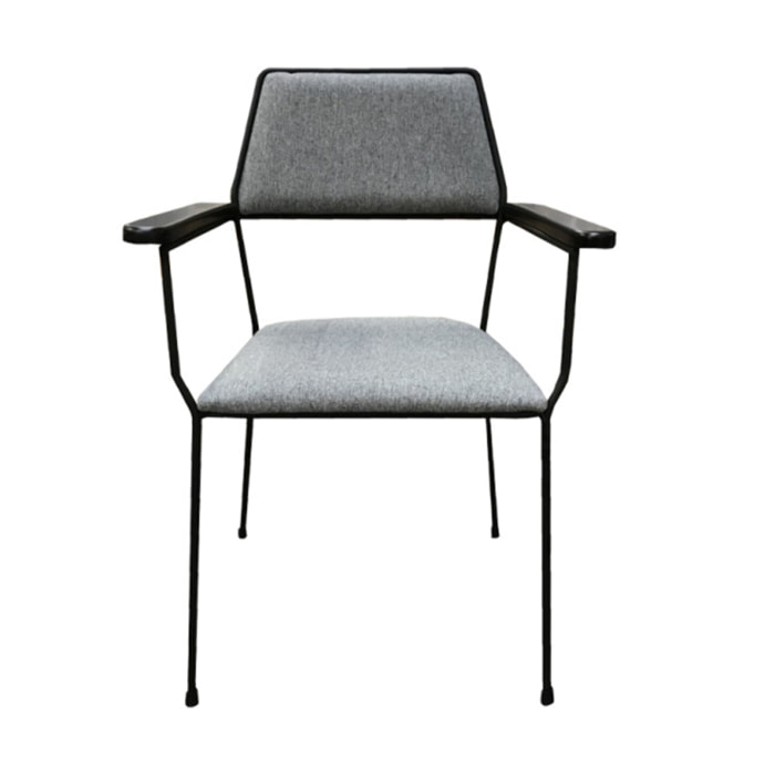 Chaise métal et tissu gris avec accoudoirs - INSTINCT 913