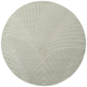 NOVA - Tapis intérieur/extérieur rond vert à motif feuilles