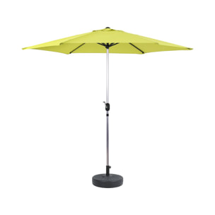 Parasol jardin droit Alu "Sol" - Rond - Ø 3m - Vert - Avec pied à lester