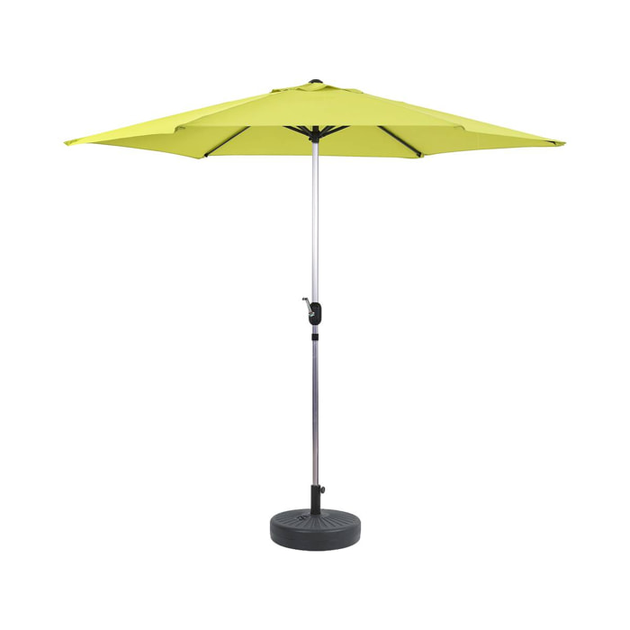 Parasol jardin droit Alu "Sol" - Rond - Ø 3m - Vert - Avec pied à lester