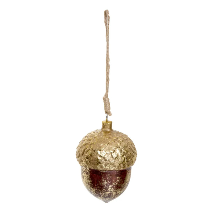 Suspension de sapin gland en bois or et bronze 8 cm