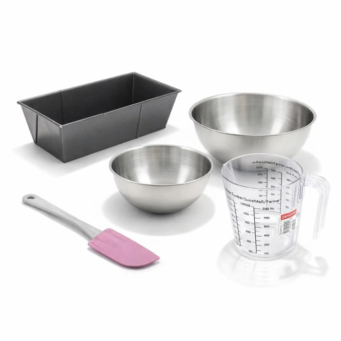Set de 5 ustensiles de pâtisserie avec moule à gâteaux 2 bols spatule et verre mesureur Black metallic Black mettallic Zenker  Black mettallic