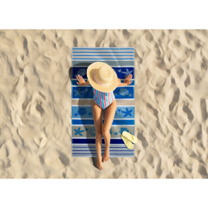 Telo Mare Spugna Jacquard Spiaggia Disegno Atlantic