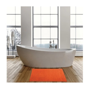 Lot de 2 Tapis de bain Microfibre CHENILLE 50x80cm Orange MSV