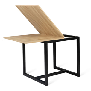 Table à manger dépliante Memphis bois et noir 80-160cm