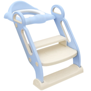 Adaptator WC para Niños con Escalera Plegable Reductor de Aprendizaje para Baño Asiento de Inodoro para Niños de 2-6 Años Portátil con Almohadillas Antideslizantes 67,9x42,8x51,5 cm Azul