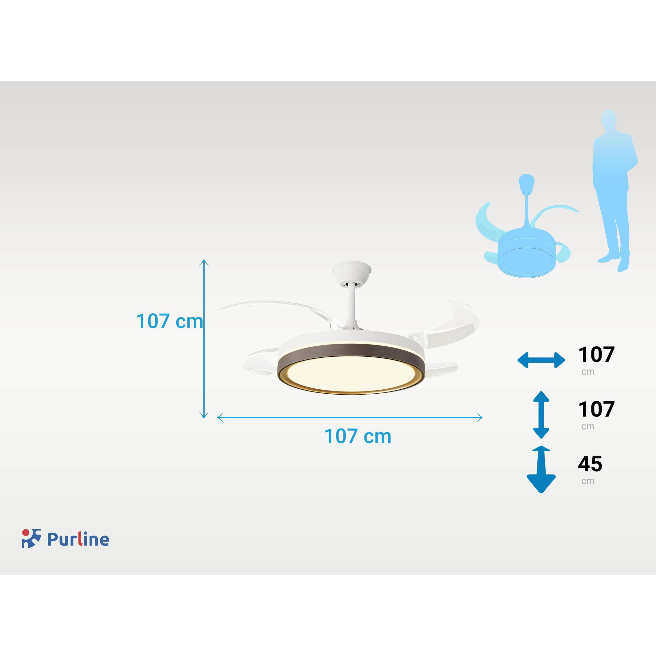 Ventilateur de plafond rétractable avec lumière LED et minuterie