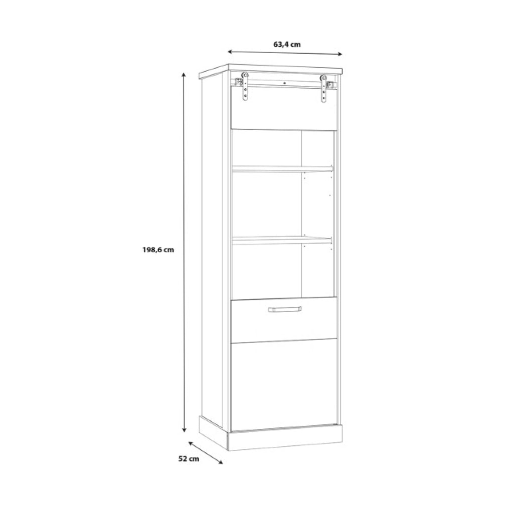 Vitrine colonne à LED en bois effet chêne & noir - FACTORY
