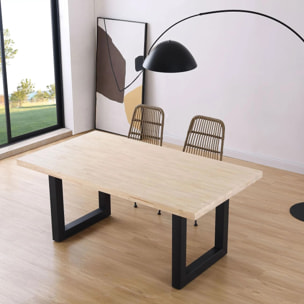 Mesa de comedor fija con patas metálicas en negro y roble 180x100 cm Loft Negro - Roble