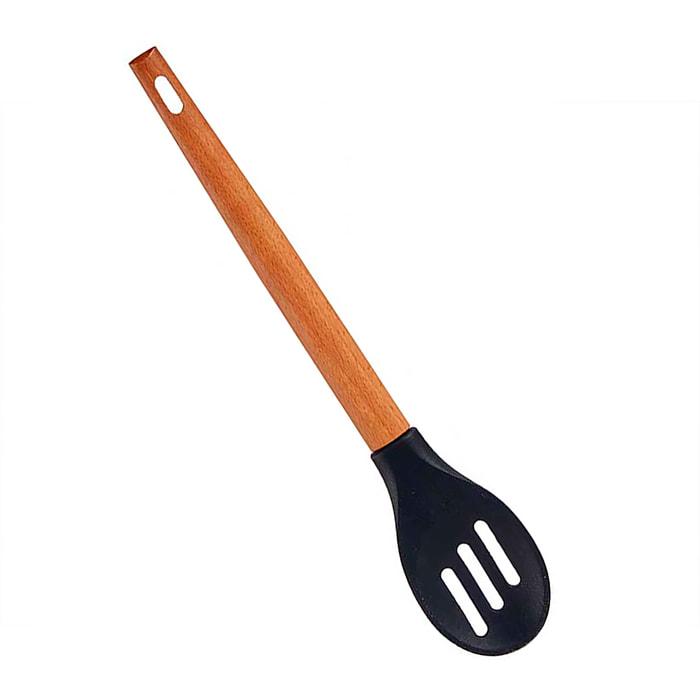CUCHARA SILICONA MANGO MADERA DE HAYA 30,5CM