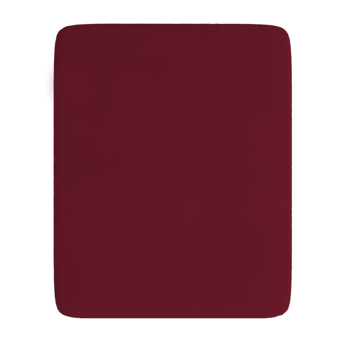 LENZUOLO SOTTO CON ANGOLI MAX COLOR, 100% Cotone, Made in Italy - BORDEAUX