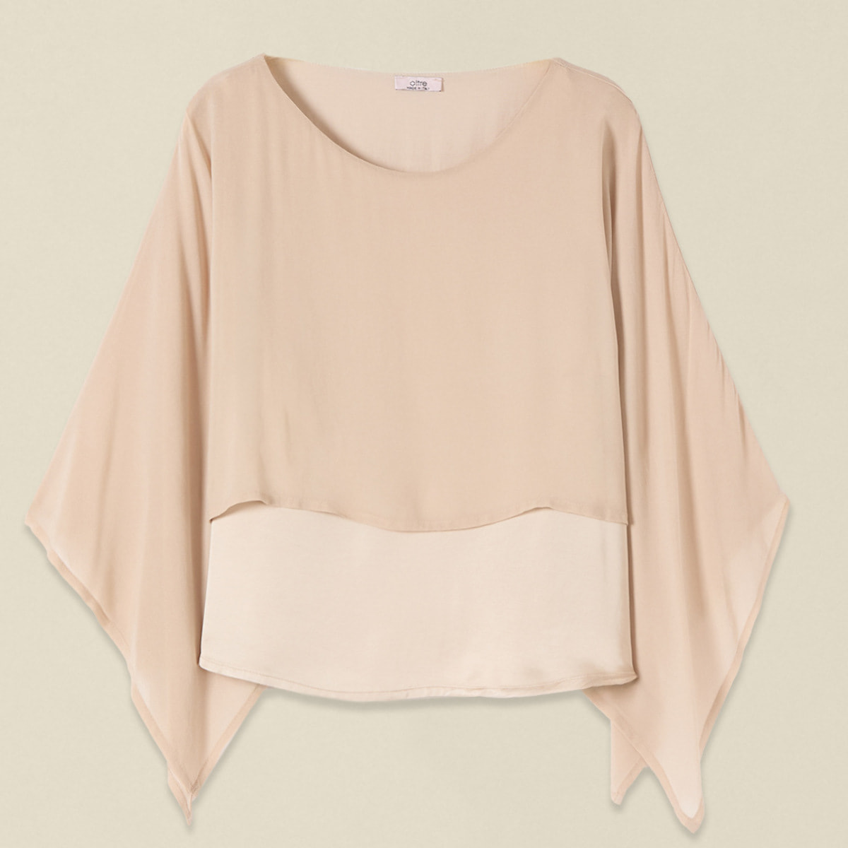 Oltre - Blusa bimaterica con sovrapposizione - Beige