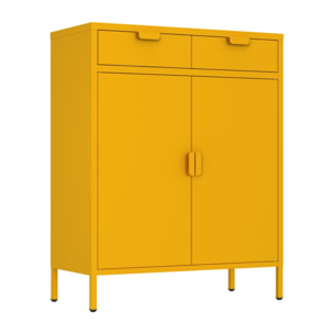 Credenza metallo 2 ante e 2 cassetti 80x38x110cm senape - Pop