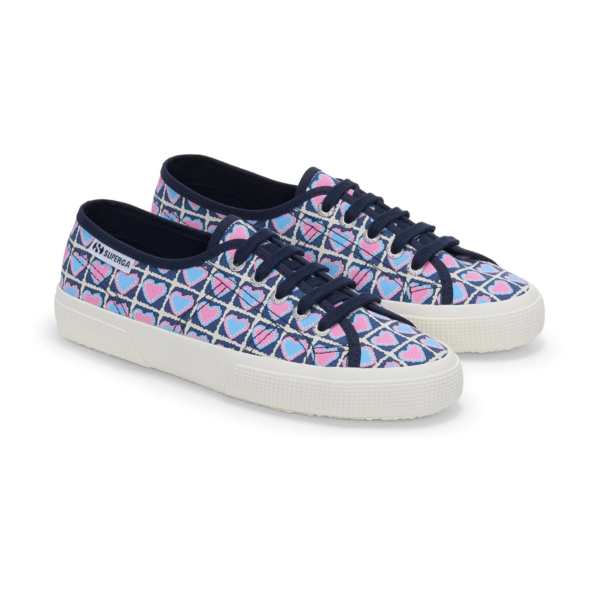 Superga - Donna Blu - 3750 Heart Crochet Print Leggera