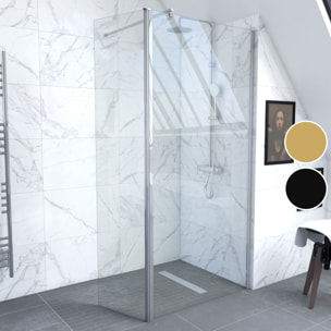 Paroi de douche a l'italienne - 90x200cm + Barre de fixation recoupable+ Volet pivotant