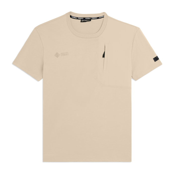 T-shirt Comfort con Taschino e Inserti Rip-Stop