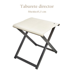 Taburete director plegable estructura color wengué y lona color crudo