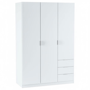Armadio Con 3 Ante Battenti E 3 Cassetti Armadietto Con Asta Appendi Abiti E 3 Ripiani Per Camera Da Letto Design Moderno 180 x 121 x 52 Cm Bianco