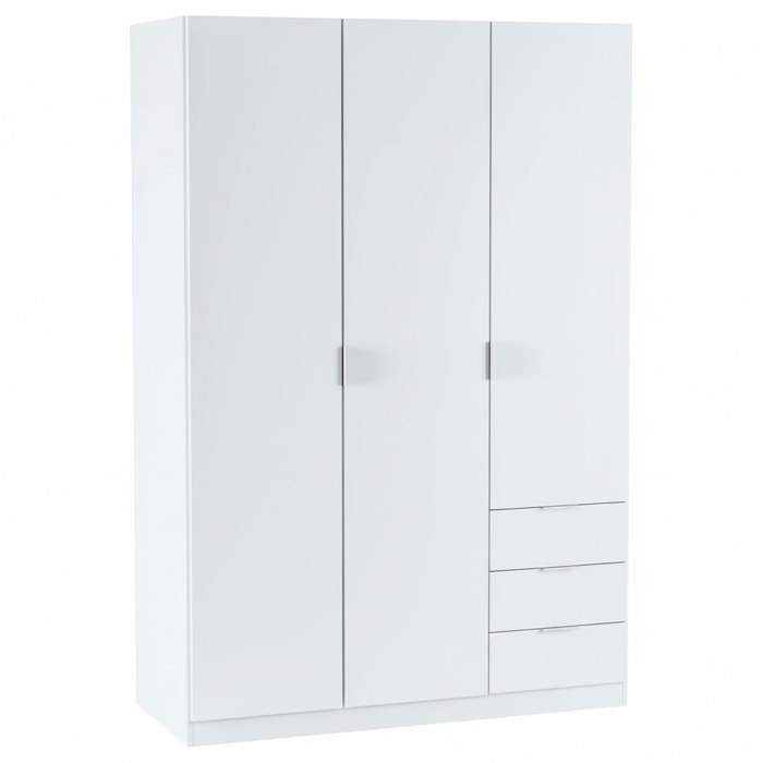 Armadio Con 3 Ante Battenti E 3 Cassetti Armadietto Con Asta Appendi Abiti E 3 Ripiani Per Camera Da Letto Design Moderno 180 x 121 x 52 Cm Bianco