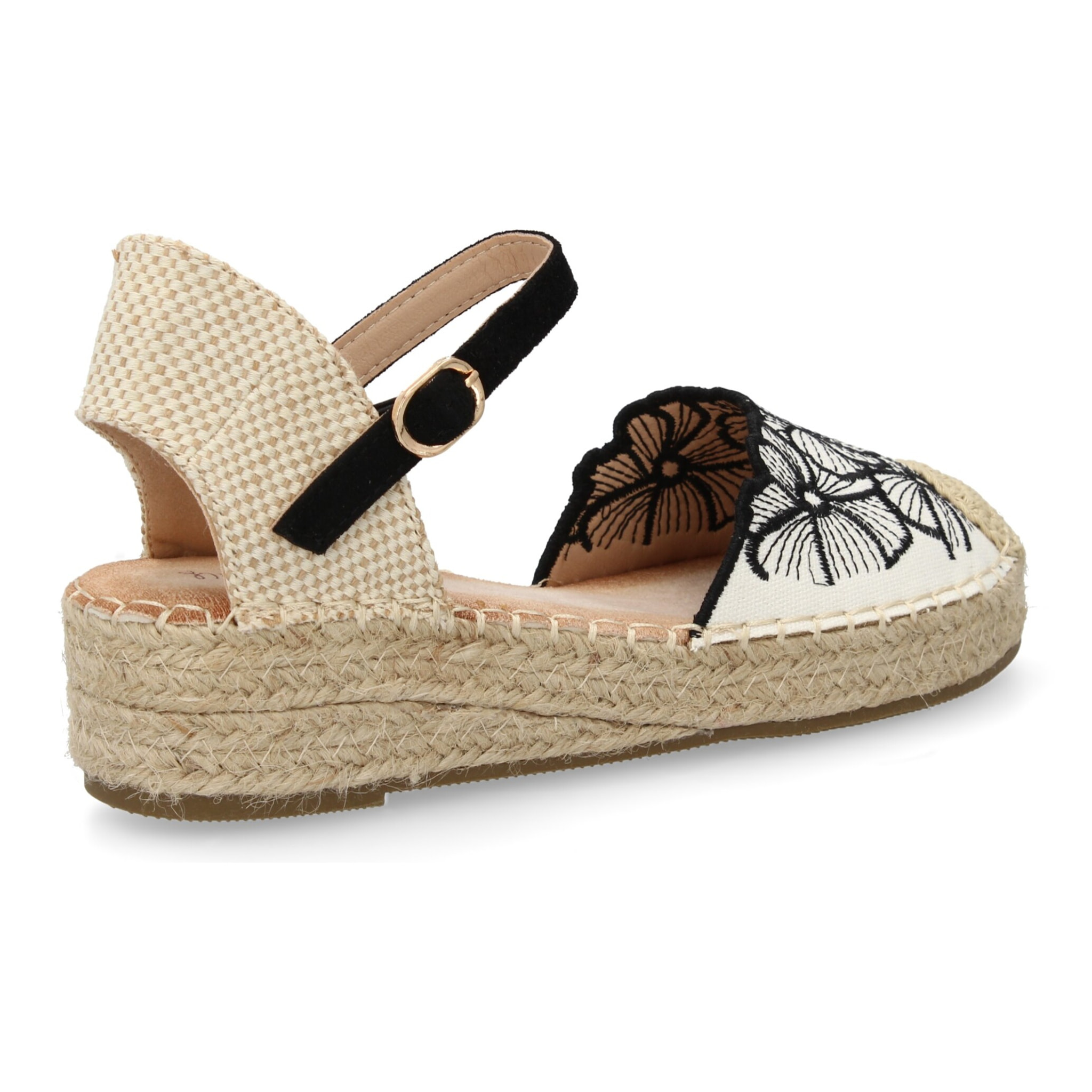 Sandalia de cuña de yute para mujer, comodas y elegantes, diseño de flores