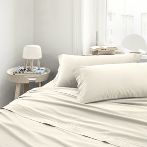 Completo letto in raso tinta unita avorio 100% cotone