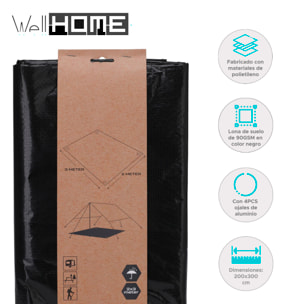 Well Home Lona de suelo 2x3 metros de 90GSM color Negro