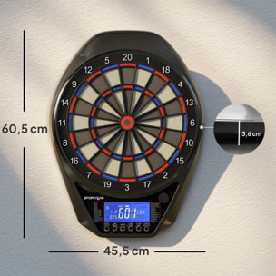 Cible jeu de fléchettes électronique 34 jeux jusqu'à 8 joueurs grand écran LED charge USB-C