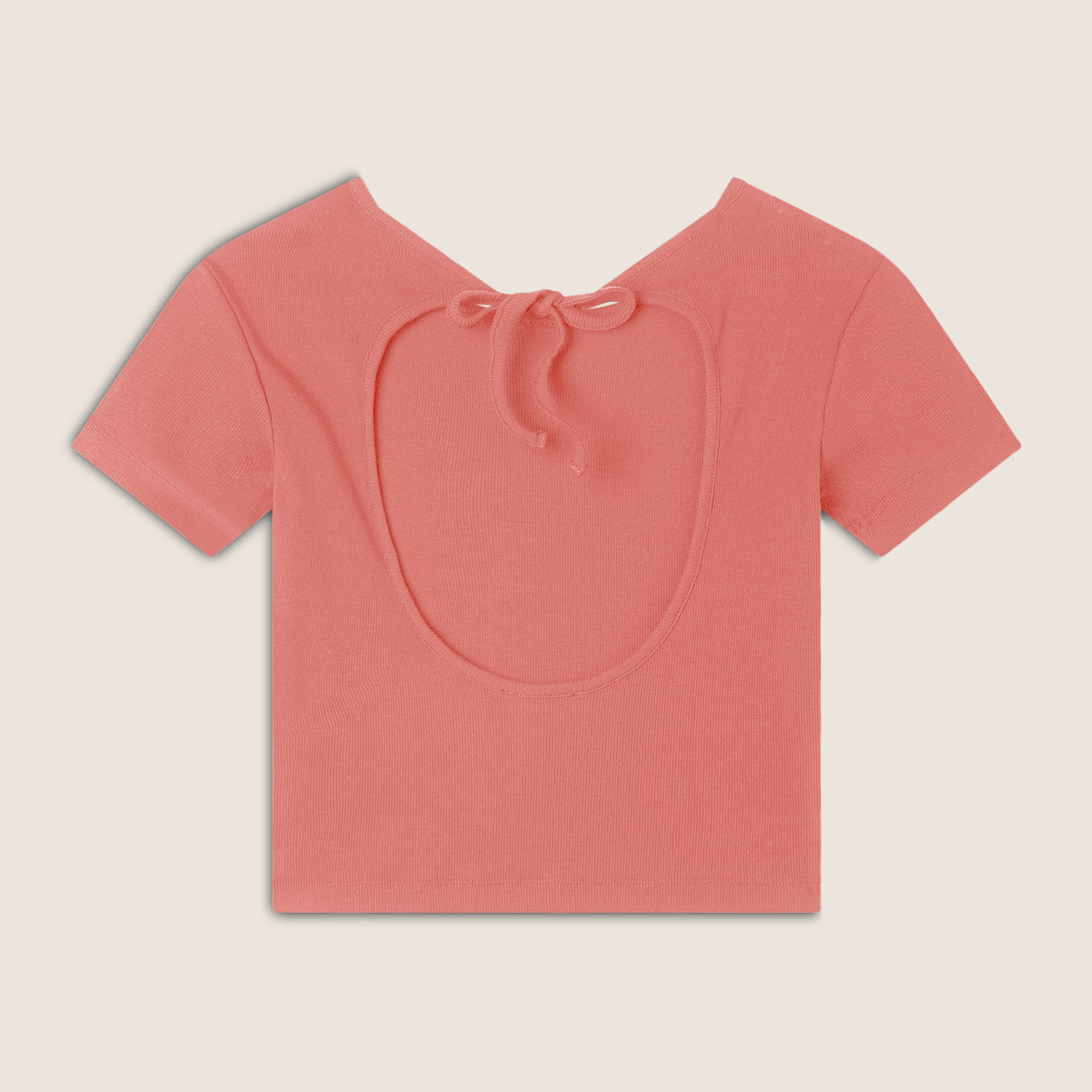 T-shirt slim fit a costine con apertura sulla schiena