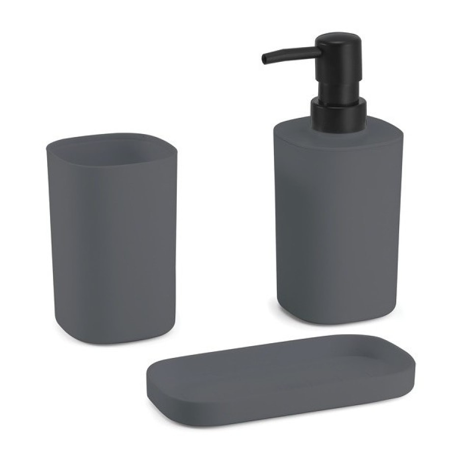 Ensemble 3 accessoires de salle de bain LONA Gris foncé MSV