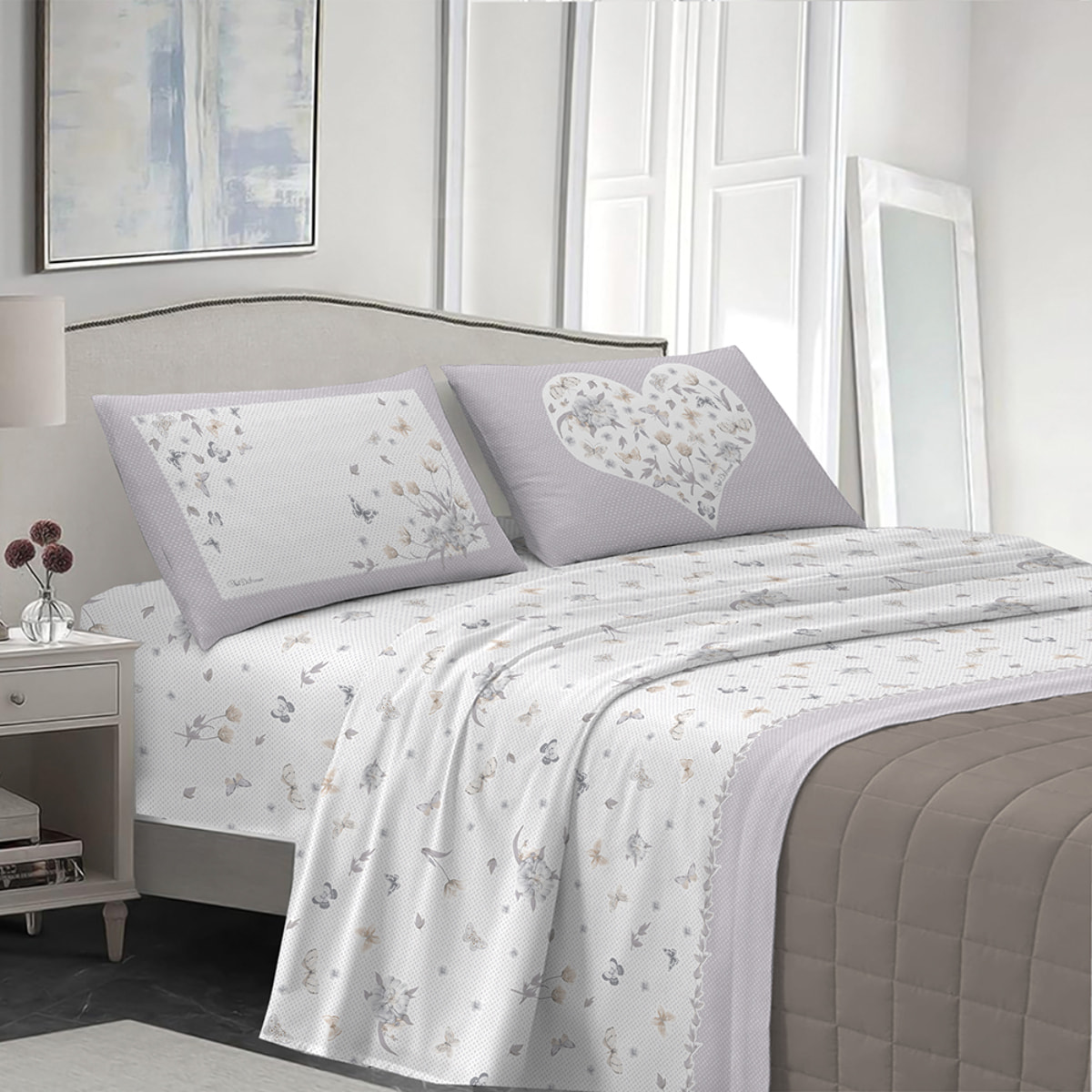 completo letto eden beige in cotone 100% cotone