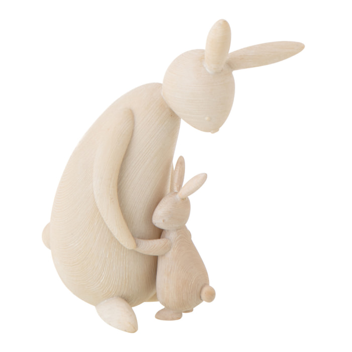 J-Line Lapin Maman + Enfant décoratif - polyrésine - naturel/écru