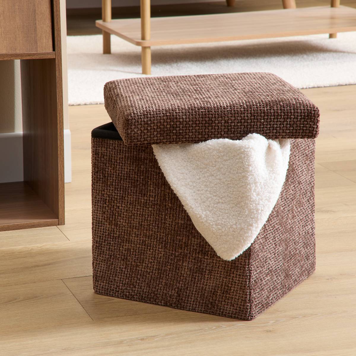 Pouf Mix'N Modul carré pliable 31x31cm marron