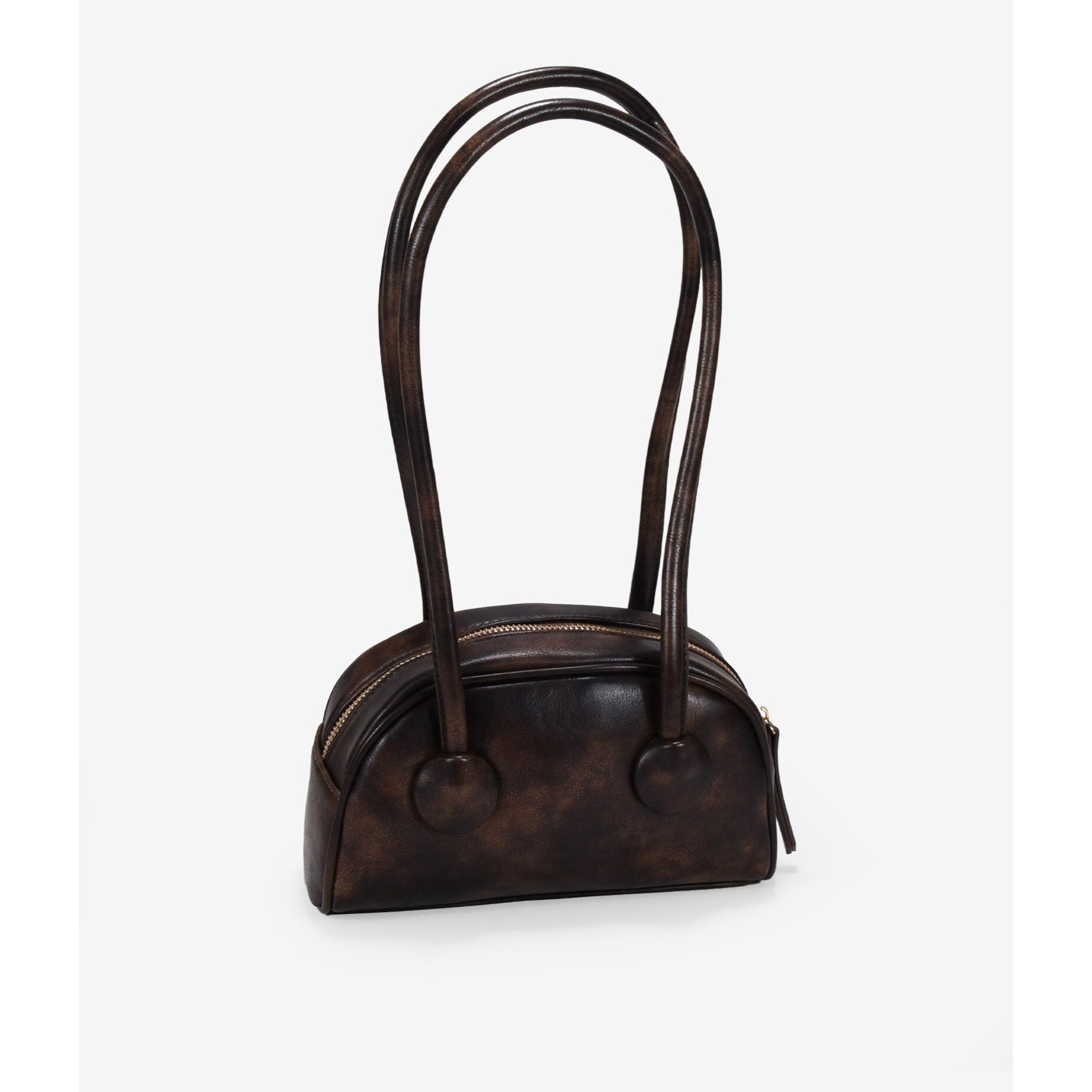 Bolso de hombro marrón con cremallera