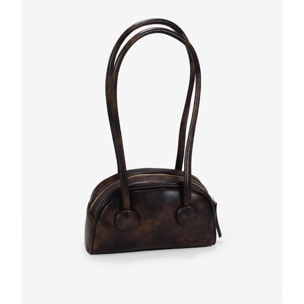 Bolso de hombro marrón con cremallera