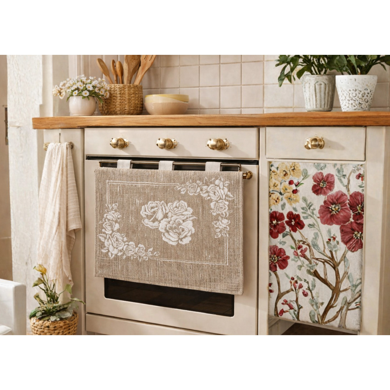 Copriforno Cucina Universale Cinigliato Copertura ProtezioneDecoarzione Forno Disegno Paradise Beige
