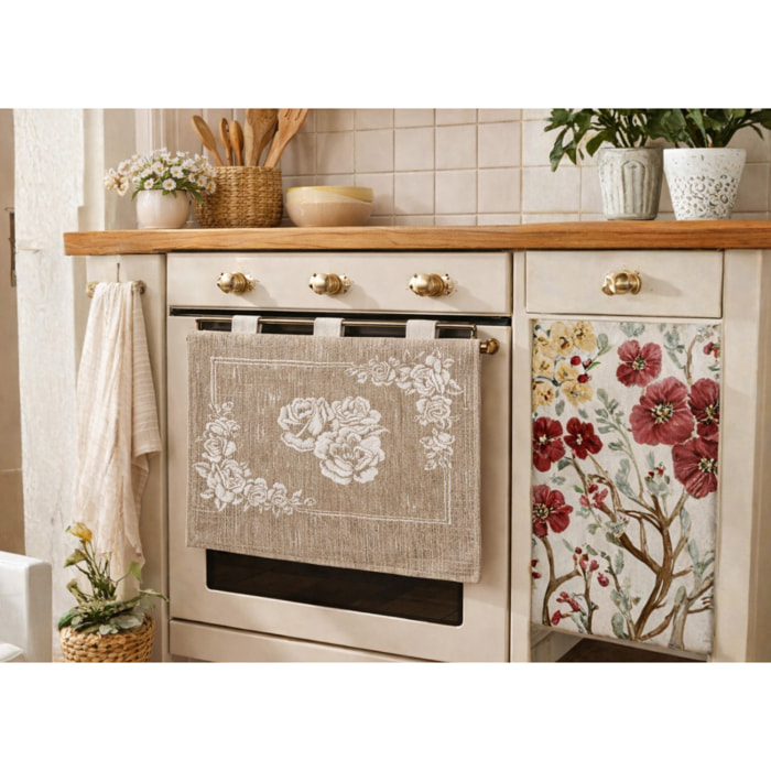 Copriforno Cucina Universale Cinigliato Copertura ProtezioneDecoarzione Forno Disegno Paradise Beige